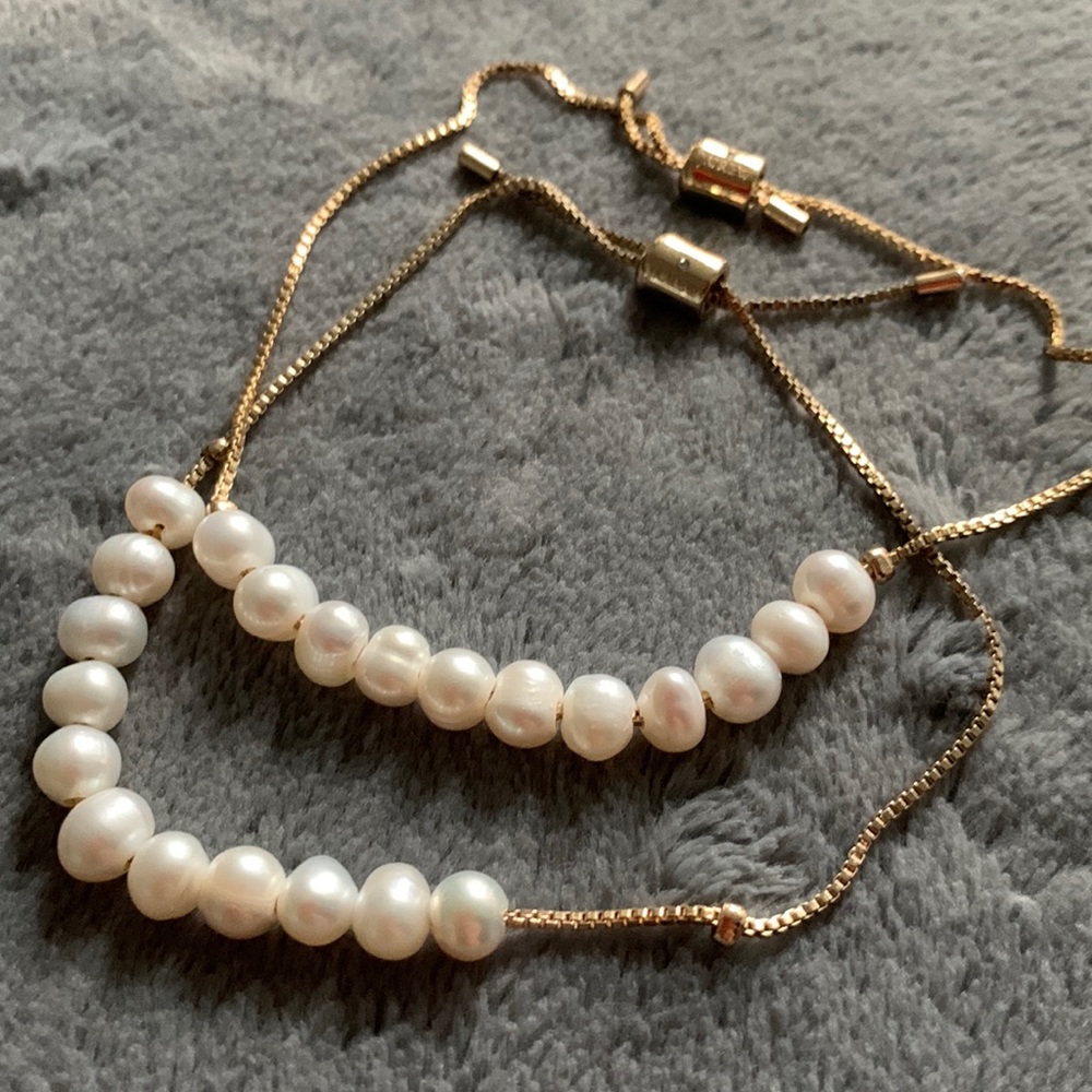 Pearl and Gold Jcrew 2 piece bracelet set